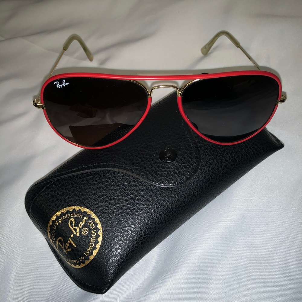 Red Framed Aviator Ray Ban’s - Picture 2 of 6